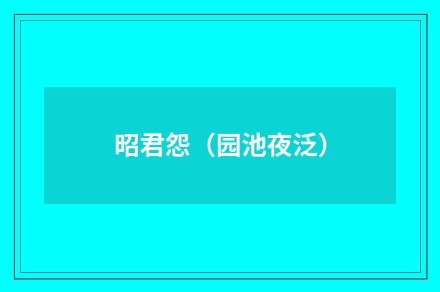 昭君怨（园池夜泛）