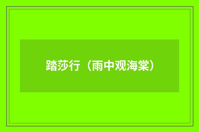 踏莎行（雨中观海棠）