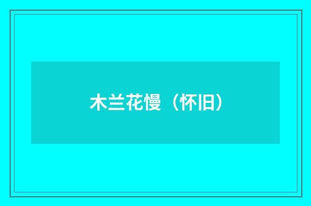 木兰花慢（怀旧）