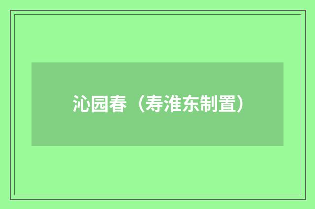 沁园春（寿淮东制置）
