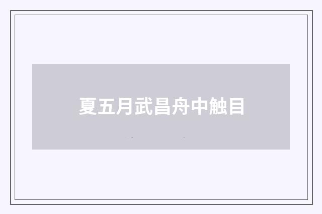夏五月武昌舟中触目
