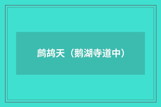 鹧鸪天（鹅湖寺道中）