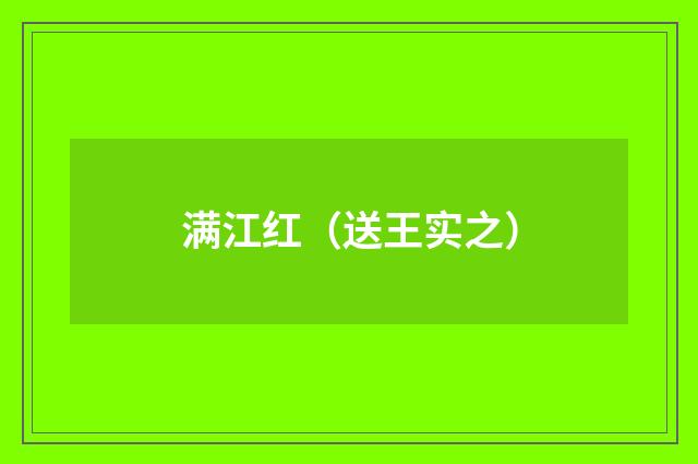 满江红（送王实之）