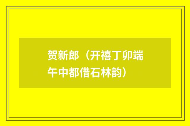 贺新郎（开禧丁卯端午中都借石林韵）