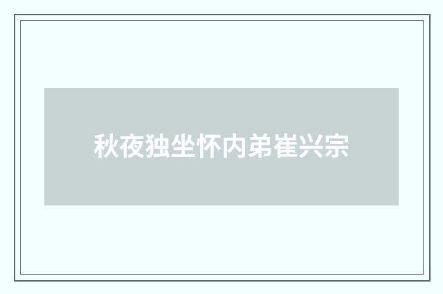 秋夜独坐怀内弟崔兴宗