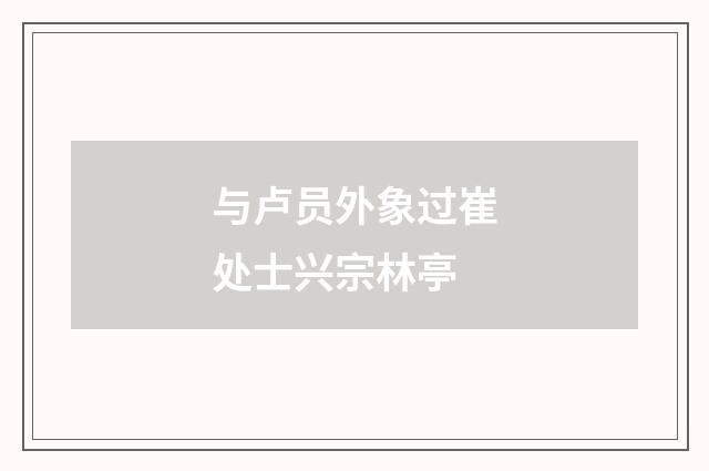 与卢员外象过崔处士兴宗林亭