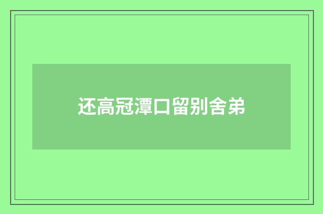 还高冠潭口留别舍弟