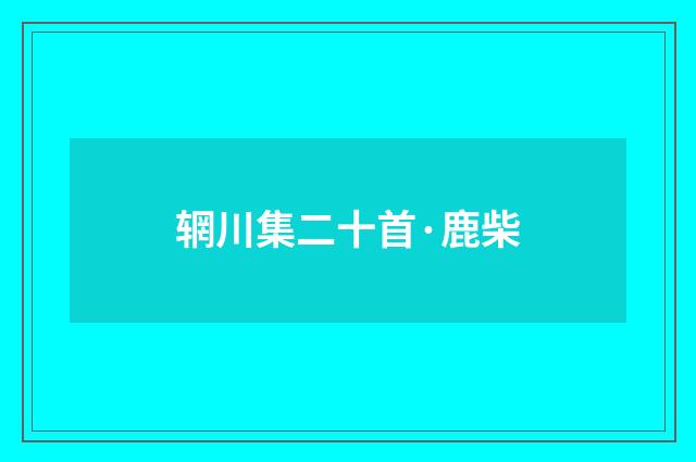 辋川集二十首·鹿柴