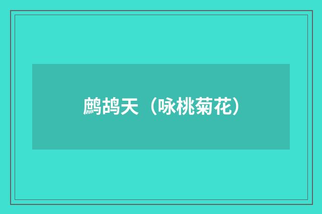 鹧鸪天（咏桃菊花）