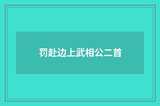 罚赴边上武相公二首