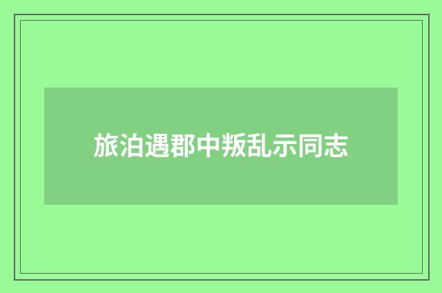 旅泊遇郡中叛乱示同志