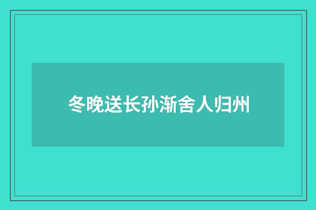 冬晚送长孙渐舍人归州