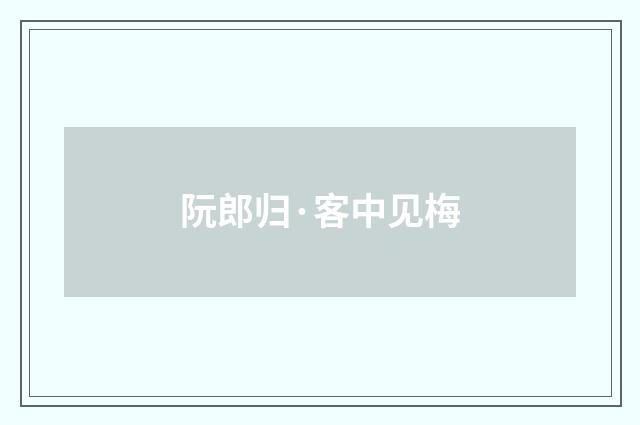 阮郎归·客中见梅