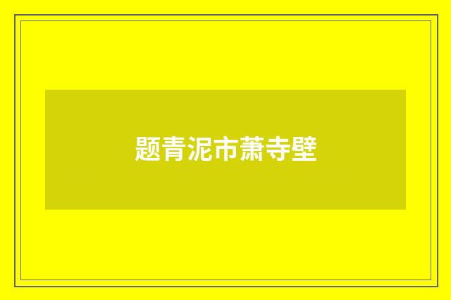 题青泥市萧寺壁