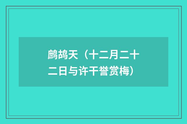 鹧鸪天（十二月二十二日与许干誉赏梅）