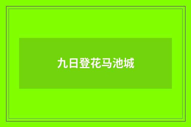 九日登花马池城