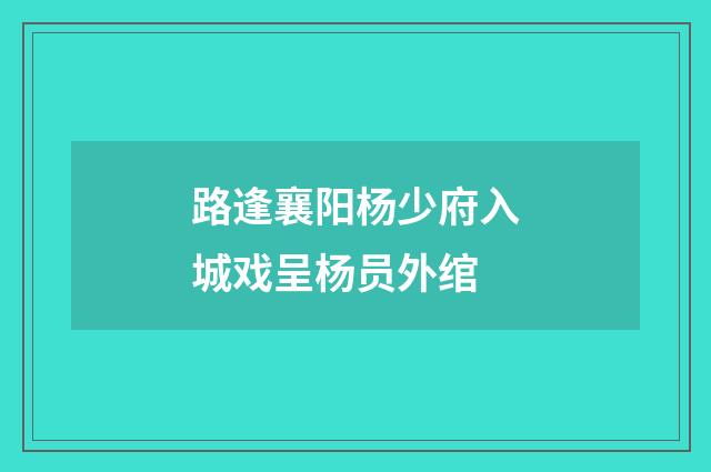 路逢襄阳杨少府入城戏呈杨员外绾