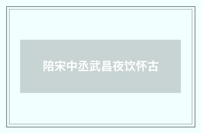 陪宋中丞武昌夜饮怀古