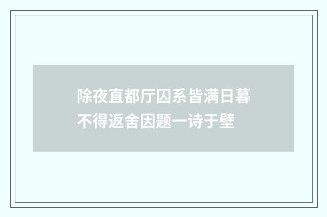 除夜直都厅囚系皆满日暮不得返舍因题一诗于壁