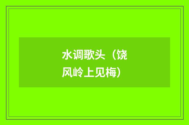 水调歌头（饶风岭上见梅）