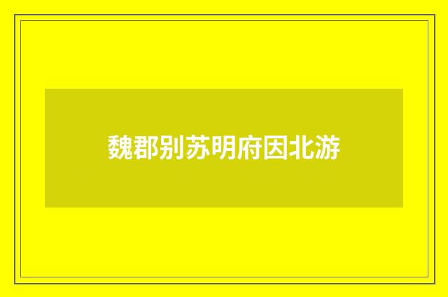 魏郡别苏明府因北游