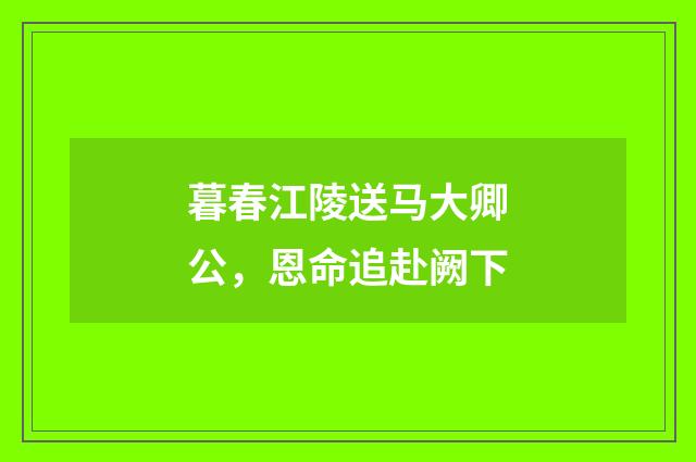 暮春江陵送马大卿公，恩命追赴阙下