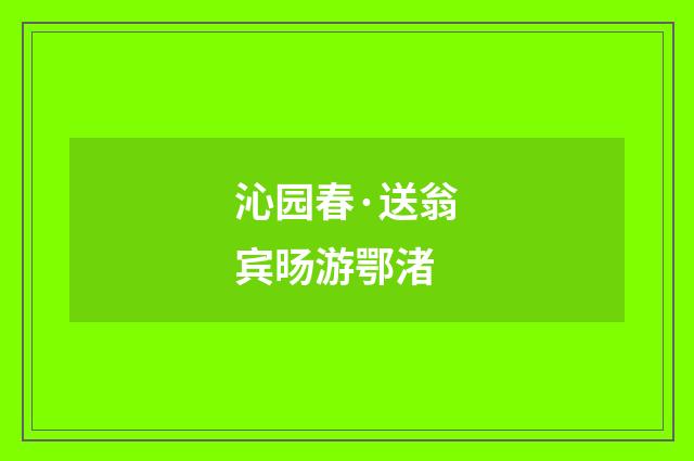 沁园春·送翁宾旸游鄂渚