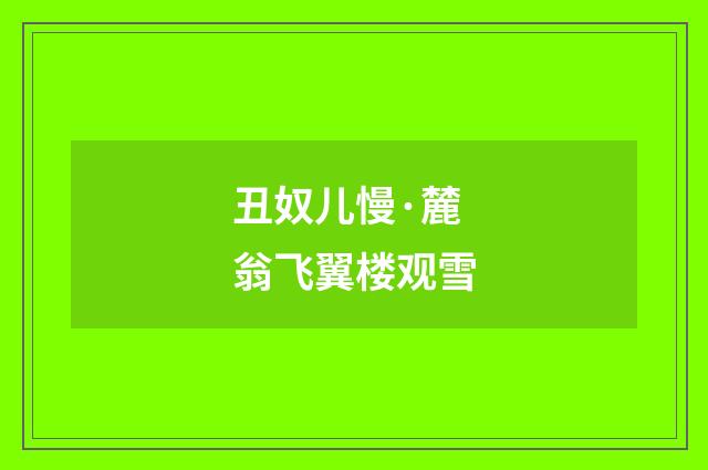 丑奴儿慢·麓翁飞翼楼观雪