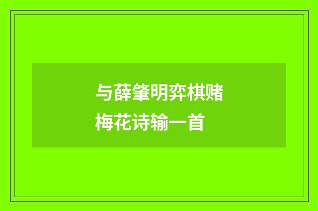 与薛肇明弈棋赌梅花诗输一首