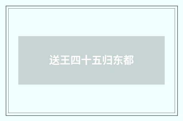 送王四十五归东都