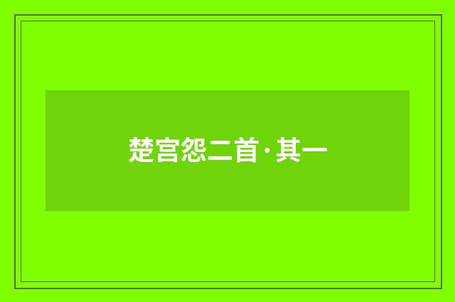 楚宫怨二首·其一