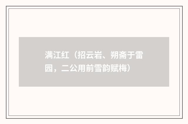 满江红（招云岩、朔斋于雷园，二公用前雪韵赋梅）