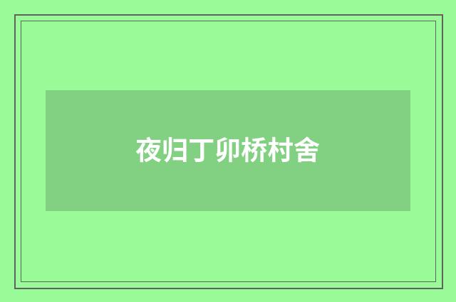 夜归丁卯桥村舍
