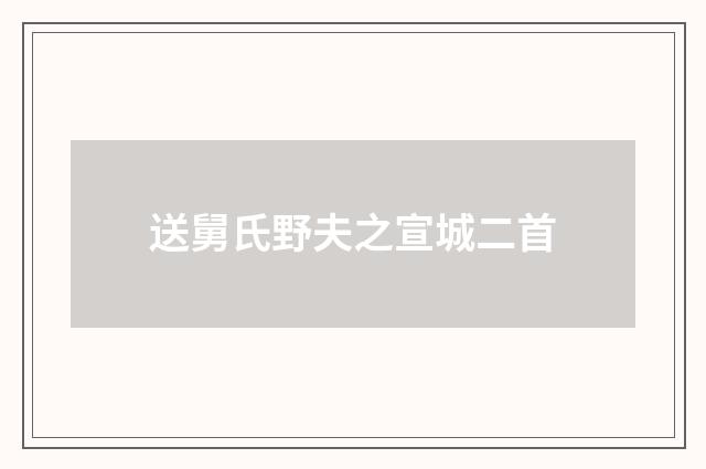 送舅氏野夫之宣城二首