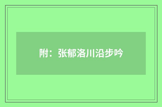附：张郁洛川沿步吟