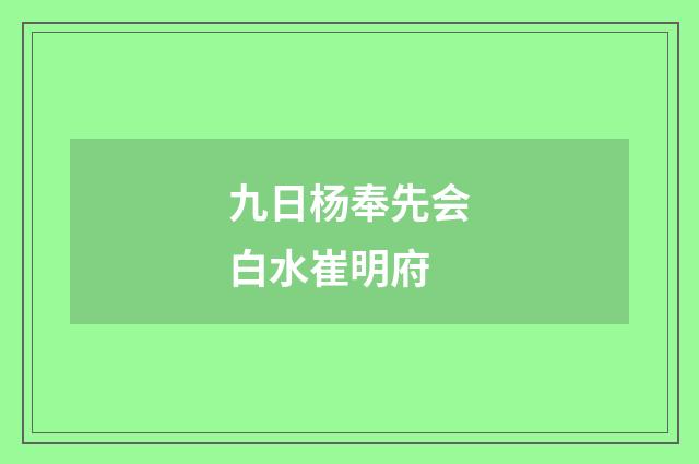 九日杨奉先会白水崔明府