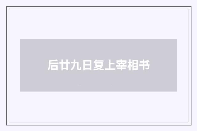 后廿九日复上宰相书