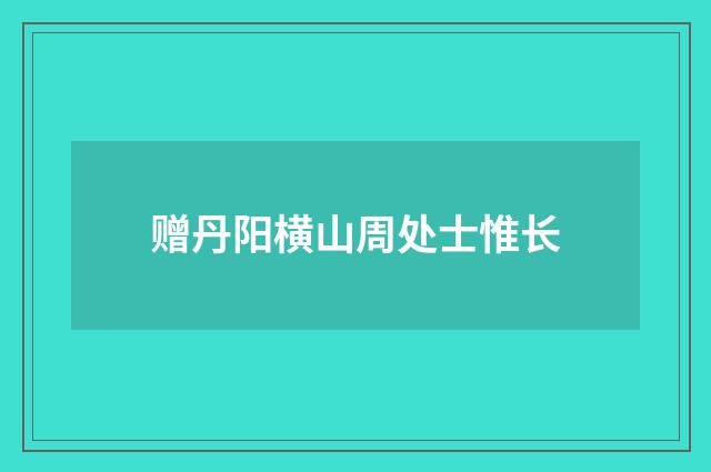 赠丹阳横山周处士惟长