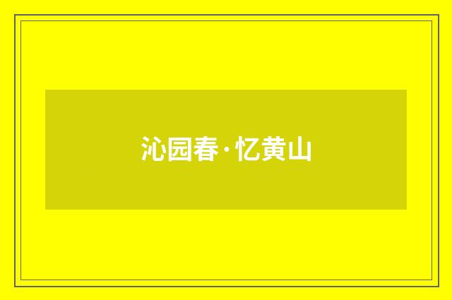 沁园春·忆黄山