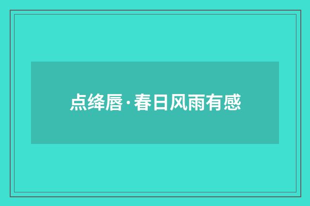 点绛唇·春日风雨有感