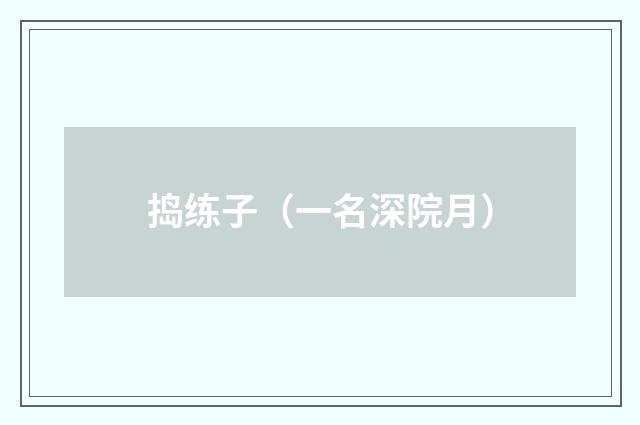 捣练子（一名深院月）