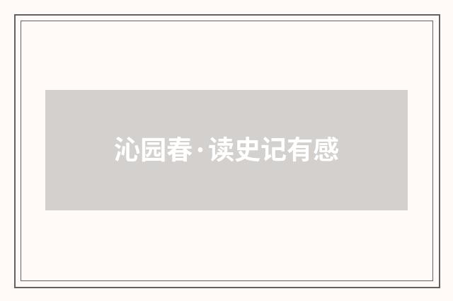 沁园春·读史记有感