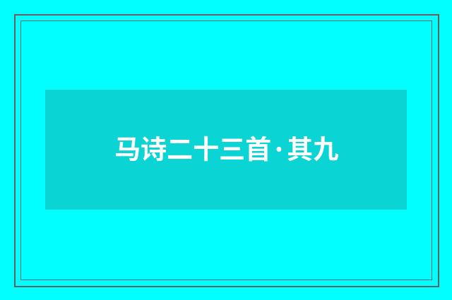 马诗二十三首·其九