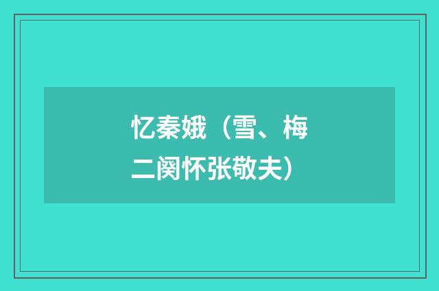 忆秦娥（雪、梅二阕怀张敬夫）
