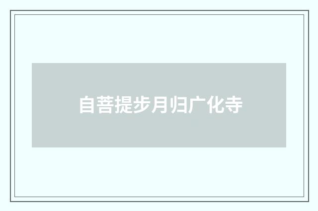 自菩提步月归广化寺
