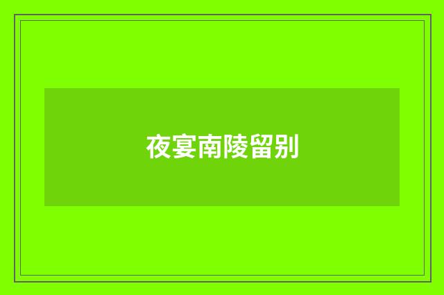 夜宴南陵留别