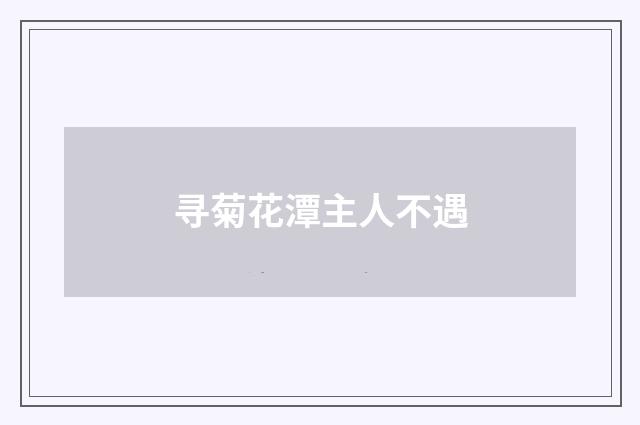 寻菊花潭主人不遇