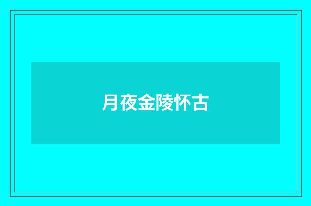 月夜金陵怀古