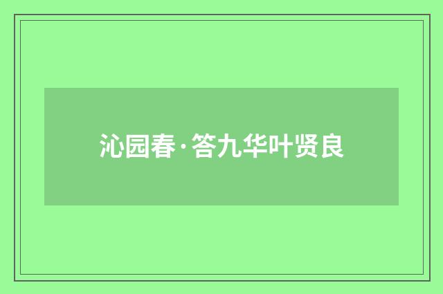 沁园春·答九华叶贤良