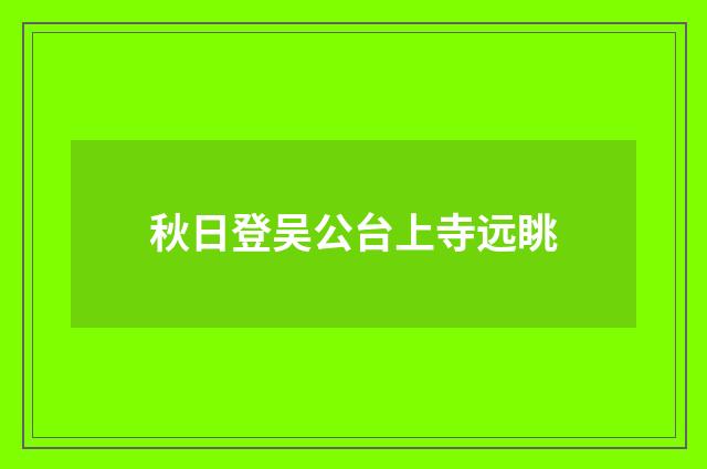 秋日登吴公台上寺远眺